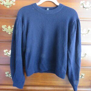 Aqua Cashmere Navy Blue Puff Sleeve Sweater Sz XS MSRP: $188.00